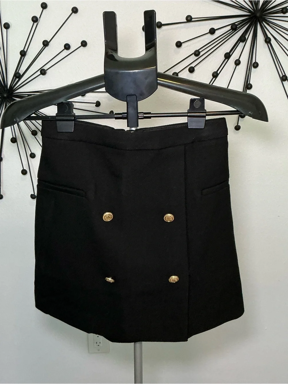 H&M Black Gold Button Mini Skirt Size 4